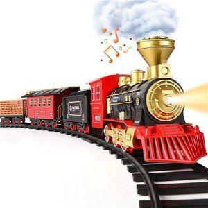 Train Set - Train Toys for Boys Girls w/Smokes, Lights & Sound, Tracks,Toy Train